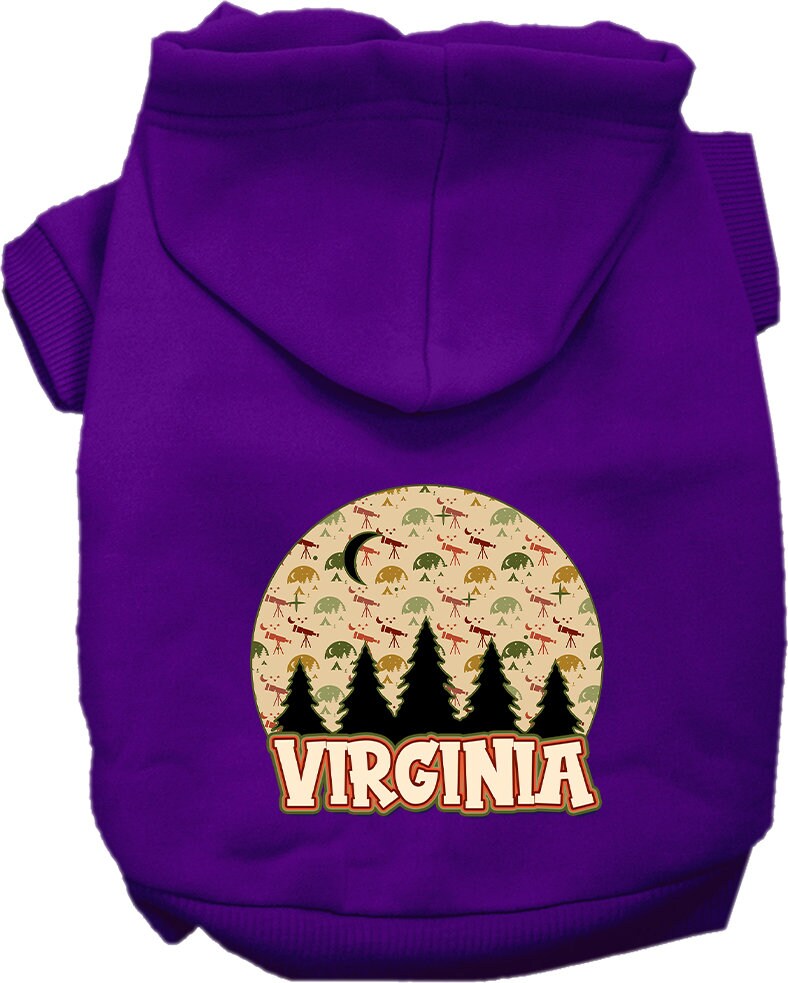 Sudadera con capucha serigrafiada para perros y gatos, para mascotas pequeñas y medianas (tallas XS a XL), "Virginia Under The Stars"