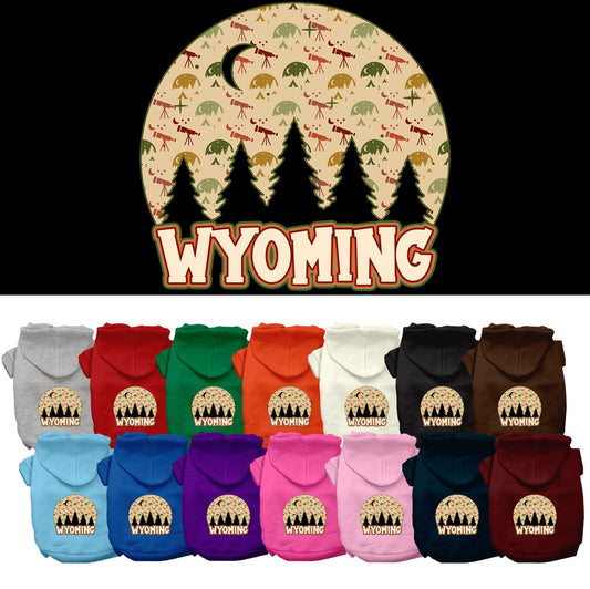 Sudadera con capucha serigrafiada para perros y gatos, para mascotas pequeñas y medianas (tallas XS a XL), "Wyoming Under The Stars"