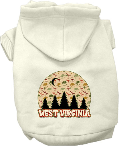 Sudadera con capucha serigrafiada para perros y gatos, para mascotas pequeñas y medianas (tallas XS a XL), "West Virginia Under The Stars"