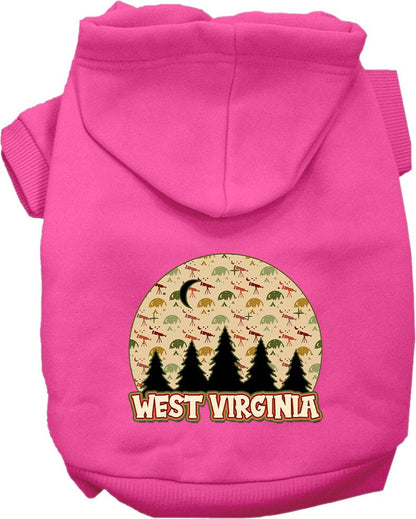 Sudadera con capucha serigrafiada para perros y gatos, para mascotas pequeñas y medianas (tallas XS a XL), "West Virginia Under The Stars"