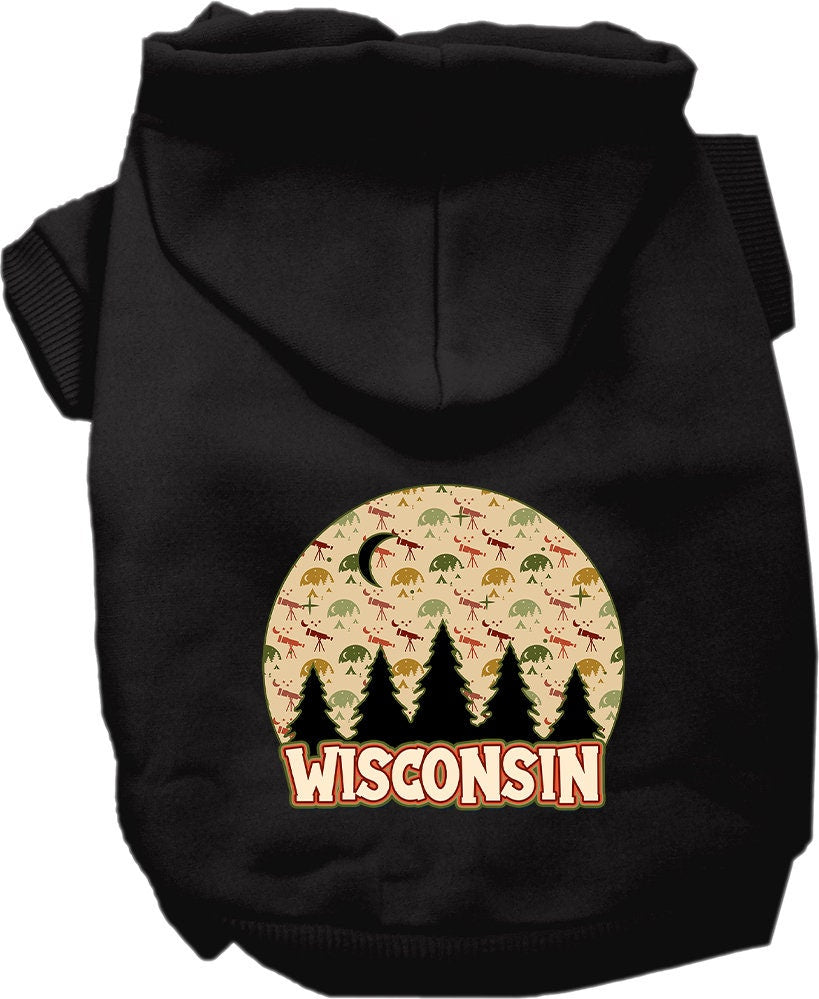 Sudadera con capucha serigrafiada para perros y gatos, para mascotas pequeñas y medianas (tallas XS a XL), "Wisconsin Under The Stars"