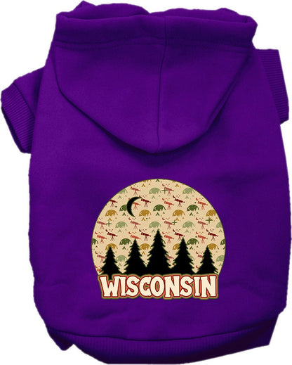 Sudadera con capucha serigrafiada para perros y gatos, para mascotas pequeñas y medianas (tallas XS a XL), "Wisconsin Under The Stars"