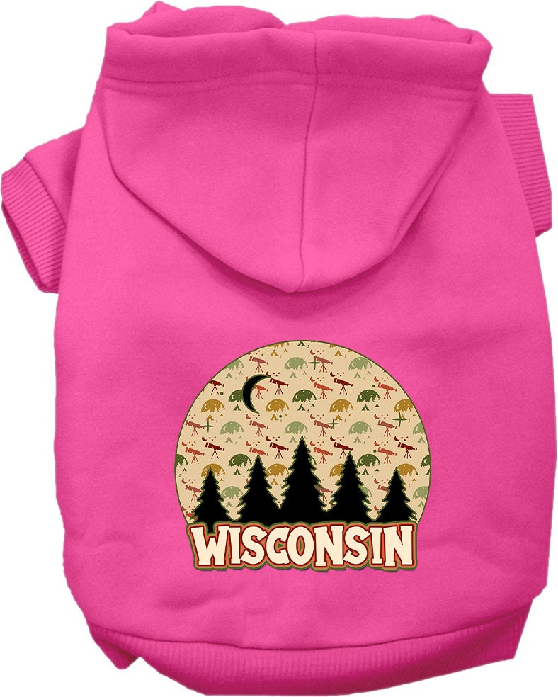 Sudadera con capucha serigrafiada para perros y gatos, para mascotas pequeñas y medianas (tallas XS a XL), "Wisconsin Under The Stars"