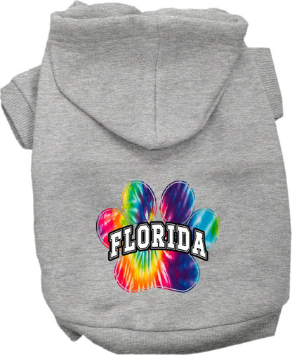 Sudadera con capucha serigrafiada para perros y gatos, para mascotas medianas y grandes (tallas 2XL-6XL), "Florida Bright Tie Dye"