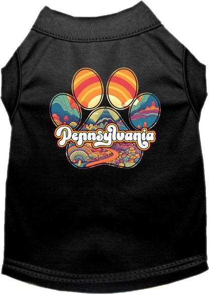 Camiseta serigrafiada para perros y gatos, para mascotas pequeñas y medianas (tallas XS a XL), "Pennsylvania Groovy Summit"