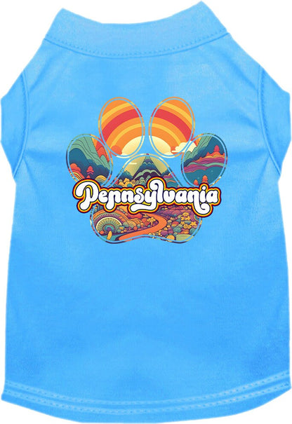 Camiseta serigrafiada para perros y gatos, para mascotas pequeñas y medianas (tallas XS a XL), "Pennsylvania Groovy Summit"