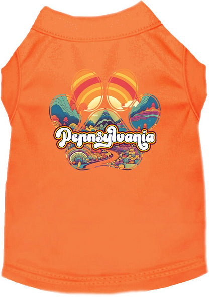 Camiseta serigrafiada para perros y gatos, para mascotas pequeñas y medianas (tallas XS a XL), "Pennsylvania Groovy Summit"