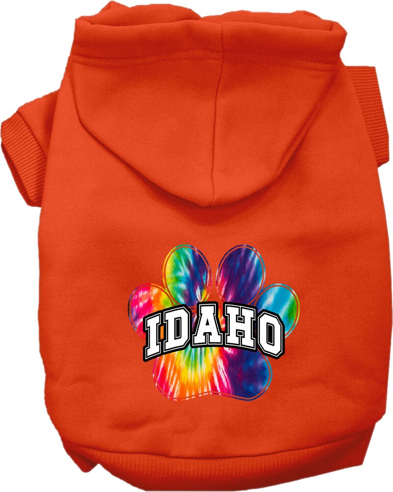 Sudadera con capucha serigrafiada para perros y gatos, para mascotas medianas y grandes (tallas 2XL-6XL), "Idaho Bright Tie Dye"