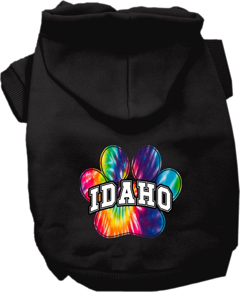 Sudadera con capucha serigrafiada para perros y gatos, para mascotas medianas y grandes (tallas 2XL-6XL), "Idaho Bright Tie Dye"