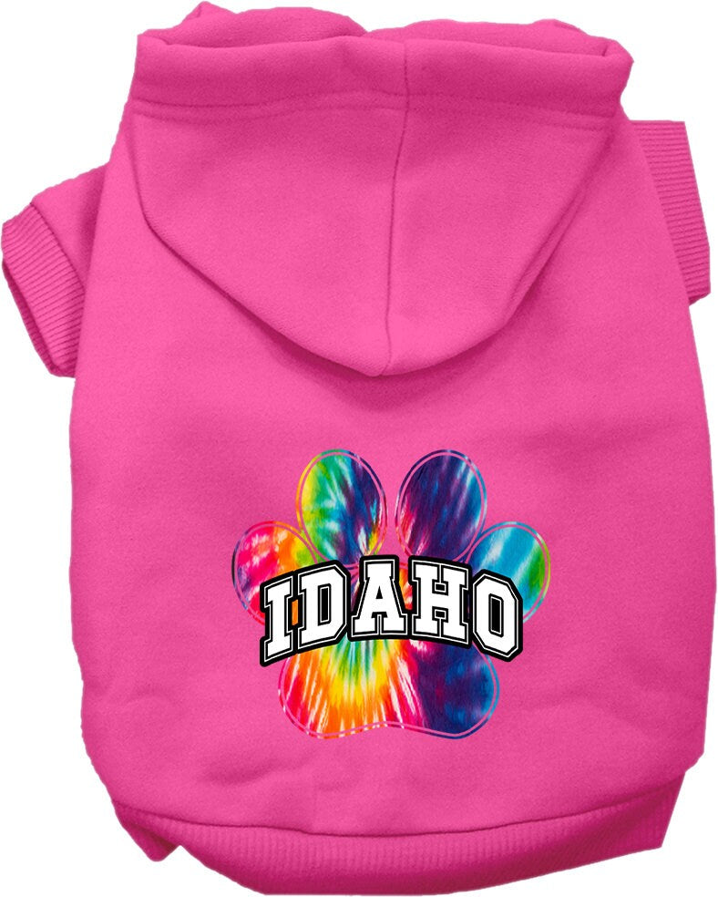 Sudadera con capucha serigrafiada para perros y gatos, para mascotas medianas y grandes (tallas 2XL-6XL), "Idaho Bright Tie Dye"