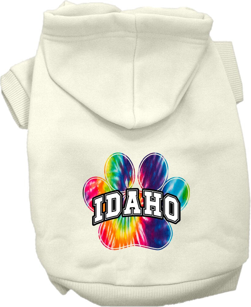 Sudadera con capucha serigrafiada para perros y gatos, para mascotas medianas y grandes (tallas 2XL-6XL), "Idaho Bright Tie Dye"