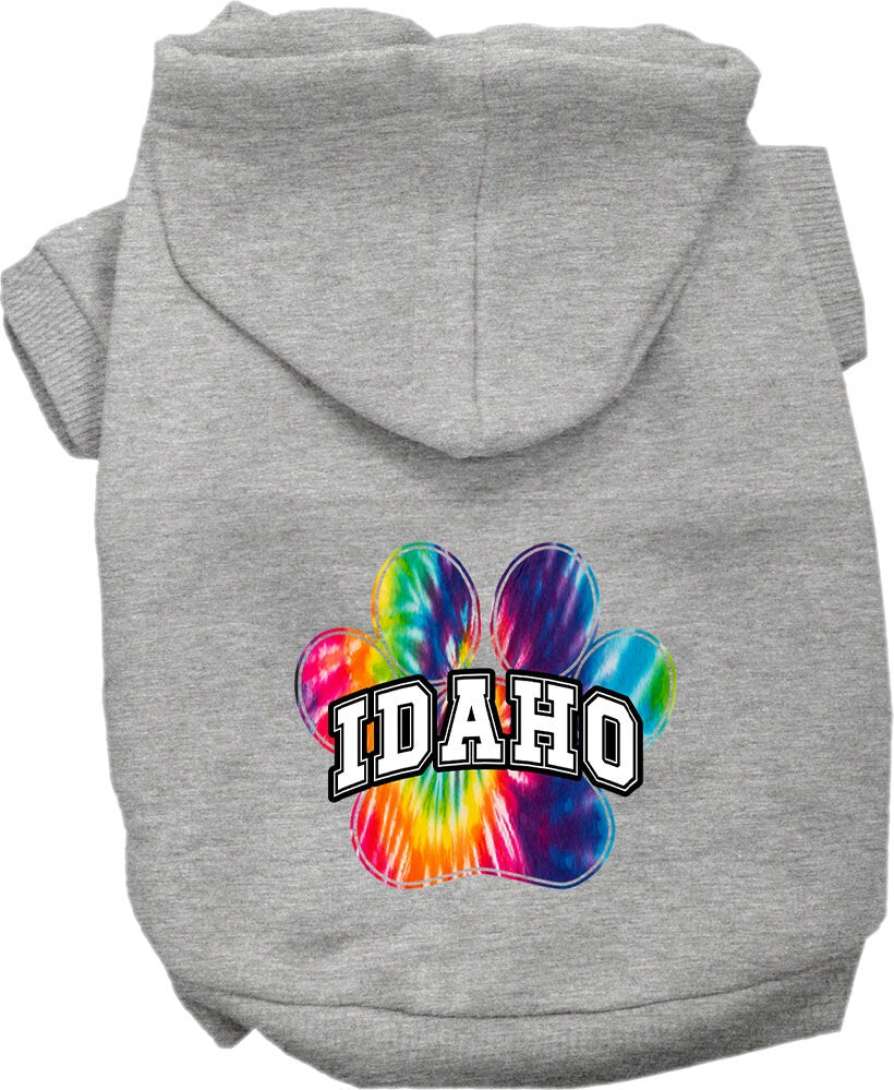 Sudadera con capucha serigrafiada para perros y gatos, para mascotas medianas y grandes (tallas 2XL-6XL), "Idaho Bright Tie Dye"