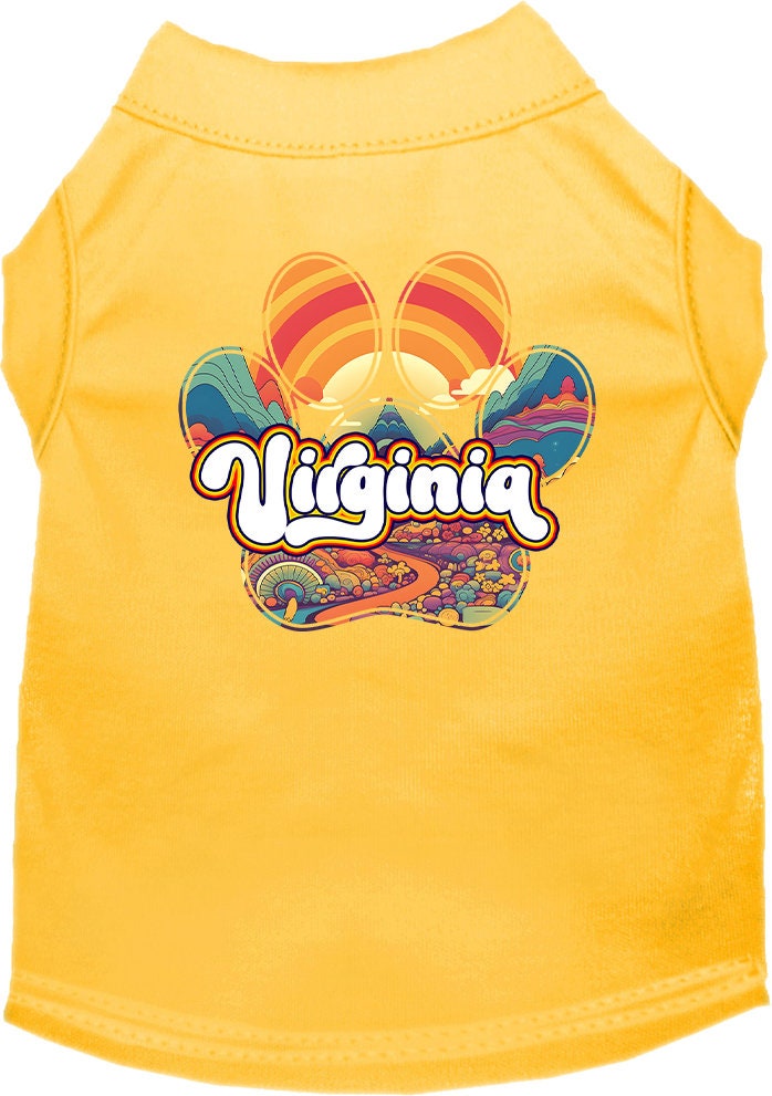 Camiseta serigrafiada para perros y gatos, para mascotas pequeñas y medianas (tallas XS a XL), "Virginia Groovy Summit"