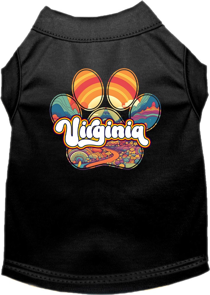 Camiseta serigrafiada para perros y gatos, para mascotas pequeñas y medianas (tallas XS a XL), "Virginia Groovy Summit"