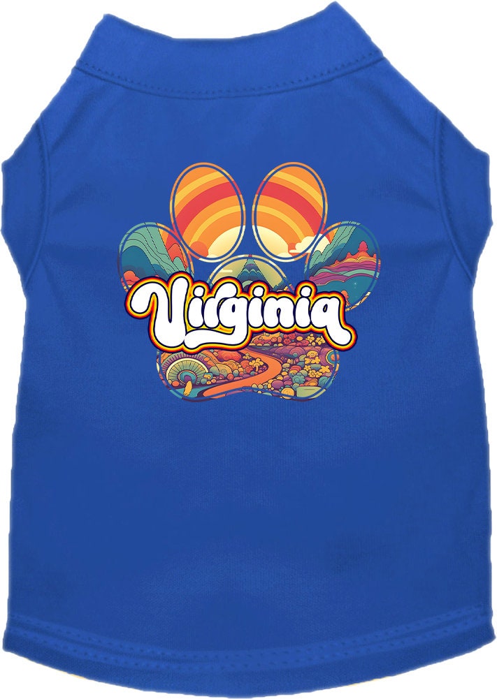 Camiseta serigrafiada para perros y gatos, para mascotas pequeñas y medianas (tallas XS a XL), "Virginia Groovy Summit"