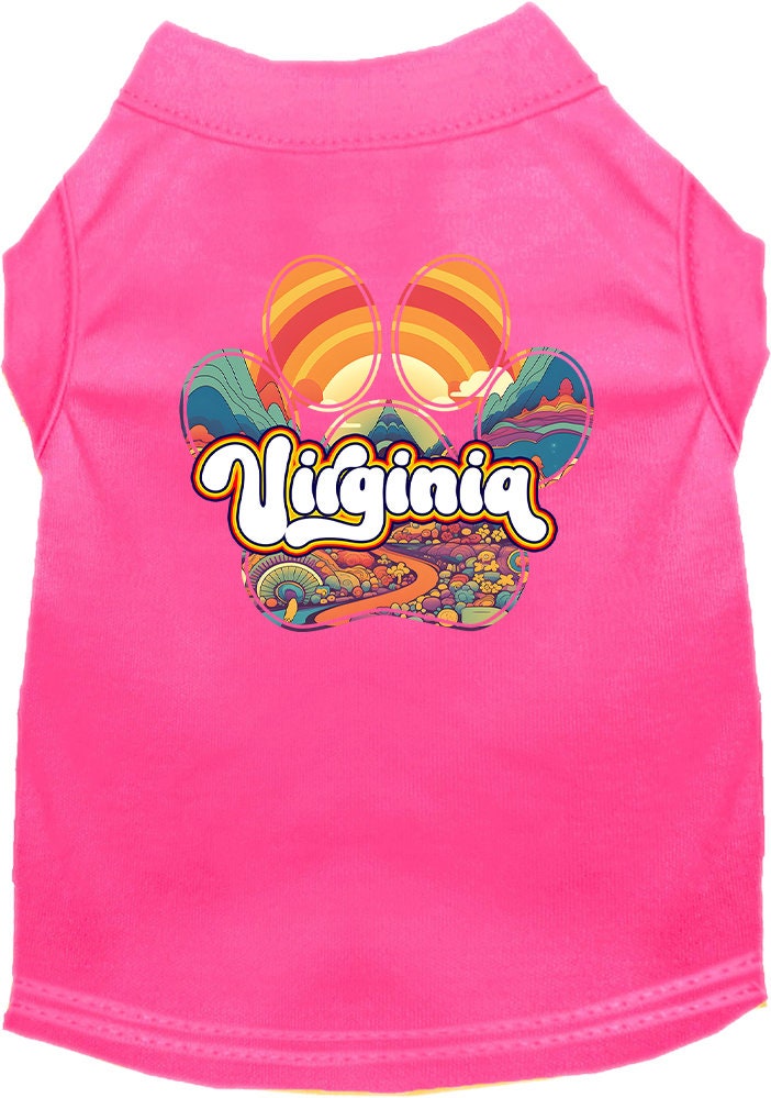 Camiseta serigrafiada para perros y gatos, para mascotas pequeñas y medianas (tallas XS a XL), "Virginia Groovy Summit"