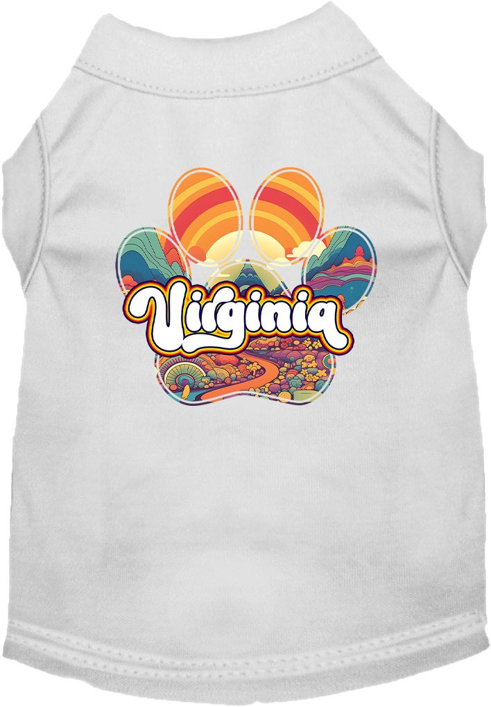 Camiseta serigrafiada para perros y gatos, para mascotas pequeñas y medianas (tallas XS a XL), "Virginia Groovy Summit"