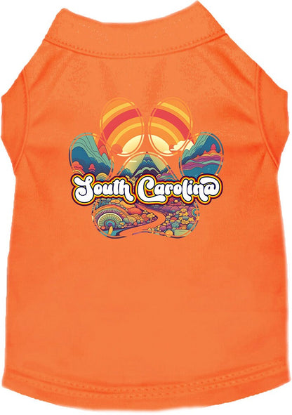 Camiseta serigrafiada para perros y gatos, para mascotas pequeñas y medianas (tallas XS a XL), "South Carolina Groovy Summit"