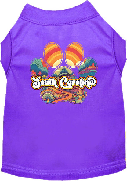 Camiseta serigrafiada para perros y gatos, para mascotas pequeñas y medianas (tallas XS a XL), "South Carolina Groovy Summit"