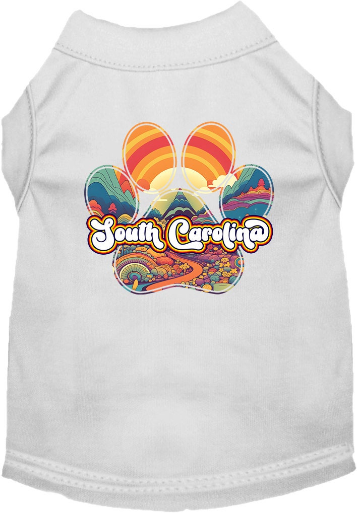 Camiseta serigrafiada para perros y gatos, para mascotas pequeñas y medianas (tallas XS a XL), "South Carolina Groovy Summit"