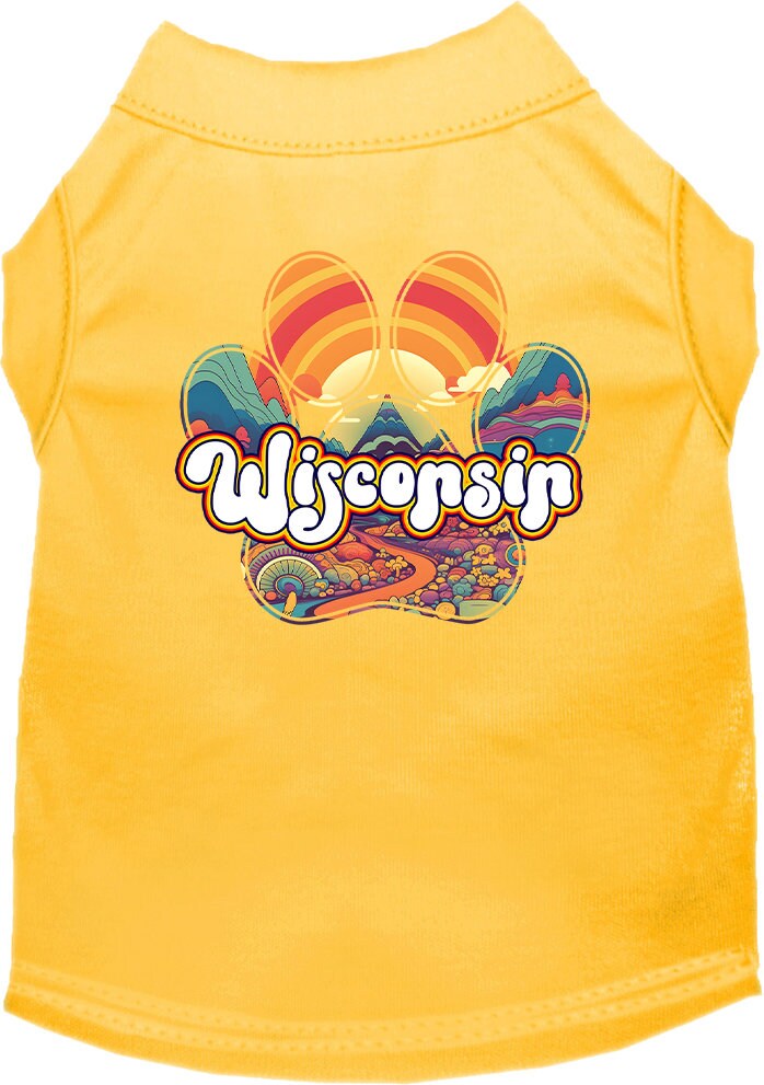 Camiseta serigrafiada para perros y gatos, para mascotas pequeñas y medianas (tallas XS a XL), "Wisconsin Groovy Summit"