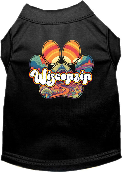 Camiseta serigrafiada para perros y gatos, para mascotas pequeñas y medianas (tallas XS a XL), "Wisconsin Groovy Summit"