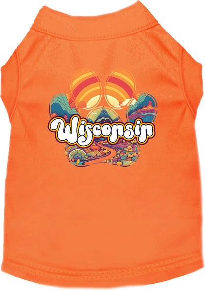 Camiseta serigrafiada para perros y gatos, para mascotas pequeñas y medianas (tallas XS a XL), "Wisconsin Groovy Summit"