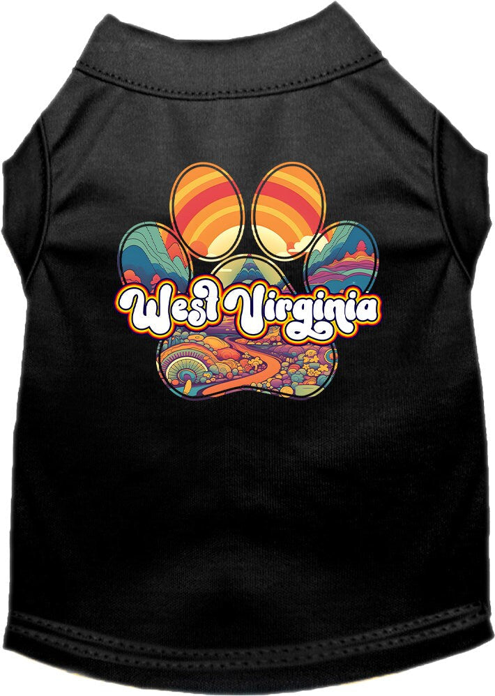 Camiseta serigrafiada para perros y gatos, para mascotas pequeñas y medianas (tallas XS a XL), "West Virginia Groovy Summit"