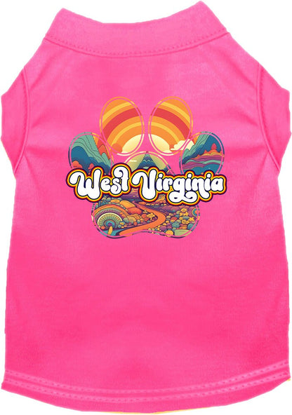 Camiseta serigrafiada para perros y gatos, para mascotas pequeñas y medianas (tallas XS a XL), "West Virginia Groovy Summit"