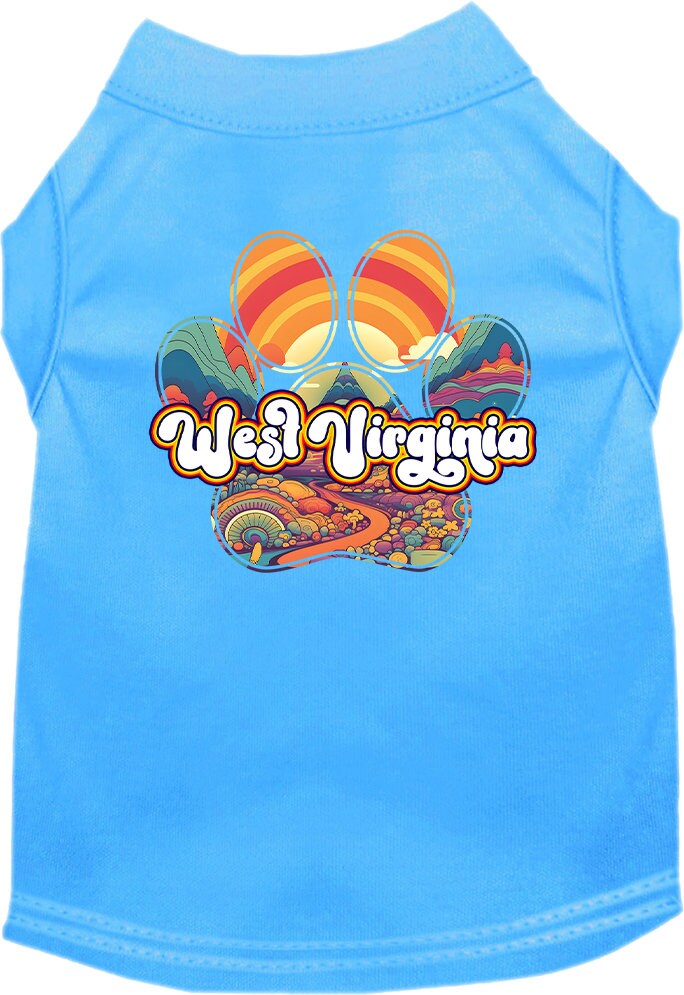 Camiseta serigrafiada para perros y gatos, para mascotas pequeñas y medianas (tallas XS a XL), "West Virginia Groovy Summit"