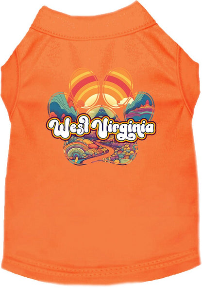 Camiseta serigrafiada para perros y gatos, para mascotas pequeñas y medianas (tallas XS a XL), "West Virginia Groovy Summit"