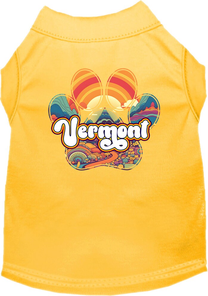 Camiseta serigrafiada para perros y gatos, para mascotas pequeñas y medianas (tallas XS a XL), "Vermont Groovy Summit"