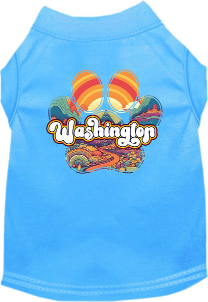 Camiseta serigrafiada para perros y gatos, para mascotas pequeñas y medianas (tallas XS a XL), "Washington Groovy Summit"