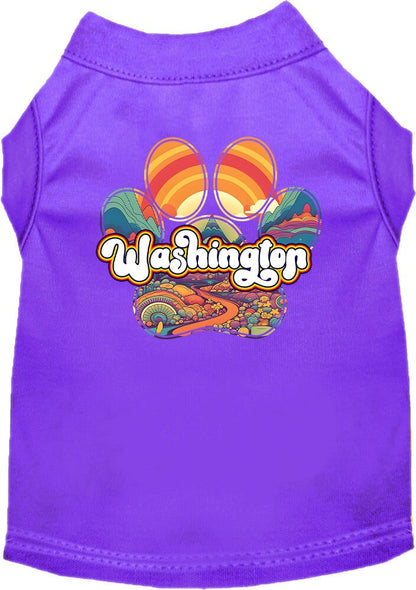 Camiseta serigrafiada para perros y gatos, para mascotas pequeñas y medianas (tallas XS a XL), "Washington Groovy Summit"