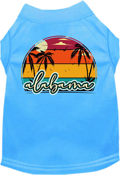 Pet Dog & Cat Screen Printed Shirt for Medium to Large Pets (Sizes 2XL-6XL), "Alabama Retro Beach Sunset"