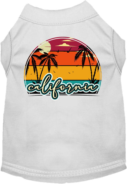 Pet Dog & Cat Screen Printed Shirt for Small to Medium Pets (Sizes XS-XL), "California Retro Beach Sunset"