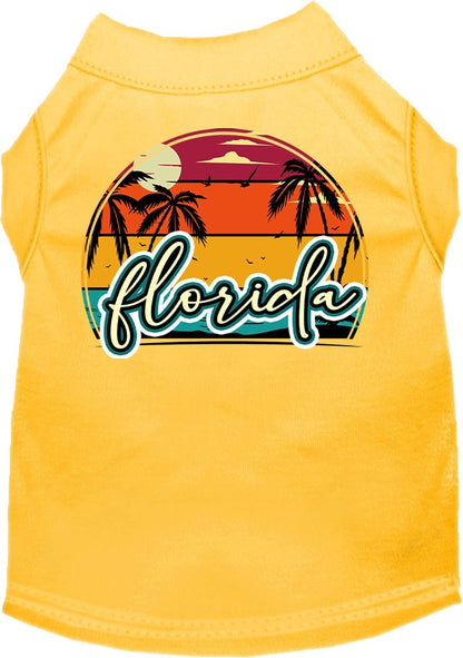 Camiseta serigrafiada para perros y gatos, para mascotas pequeñas y medianas (tallas XS a XL), "Florida Retro Beach Sunset"