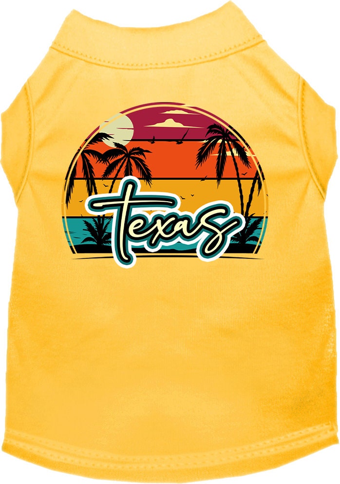 Pet Dog & Cat Screen Printed Shirt for Medium to Large Pets (Sizes 2XL-6XL), "Texas Retro Beach Sunset"