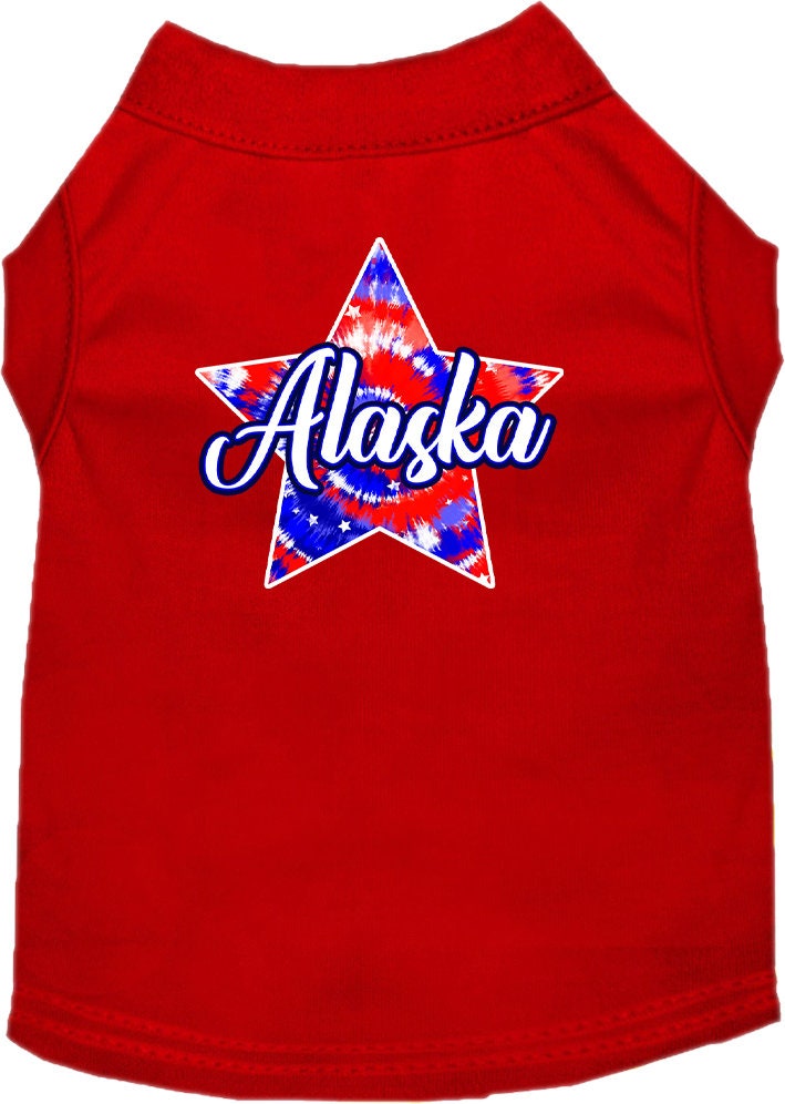 Pet Dog & Cat Screen Printed Shirt for Medium to Large Pets (Sizes 2XL-6XL), "Alaska Patriotic Tie Dye"