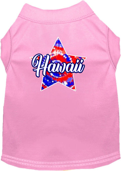 Camiseta serigrafiada para perros y gatos, para mascotas pequeñas y medianas (tallas XS a XL), "Hawaii Patriotic Tie Dye"