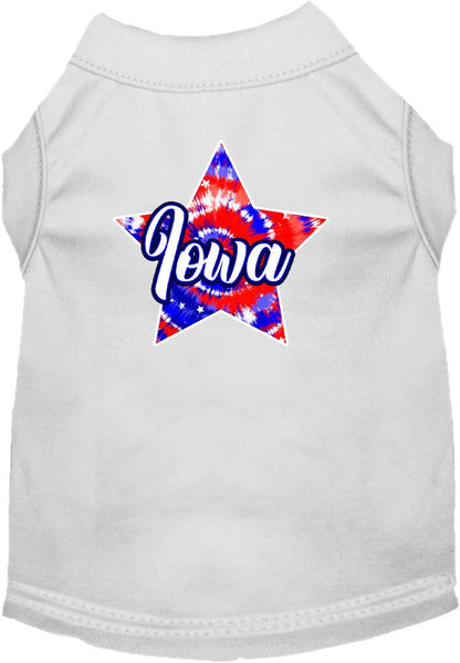 Camiseta serigrafiada para perros y gatos, para mascotas pequeñas y medianas (tallas XS a XL), "Iowa Patriotic Tie Dye"