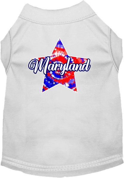 Camiseta serigrafiada para perros y gatos, para mascotas pequeñas y medianas (tallas XS a XL), "Maryland Patriotic Tie Dye"