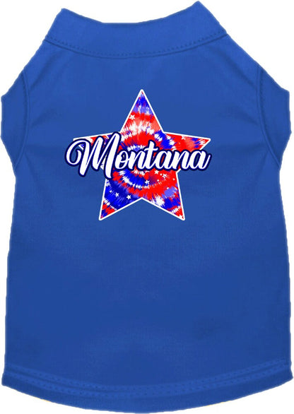 Camiseta serigrafiada para perros y gatos, para mascotas pequeñas y medianas (tallas XS a XL), "Montana Patriotic Tie Dye"