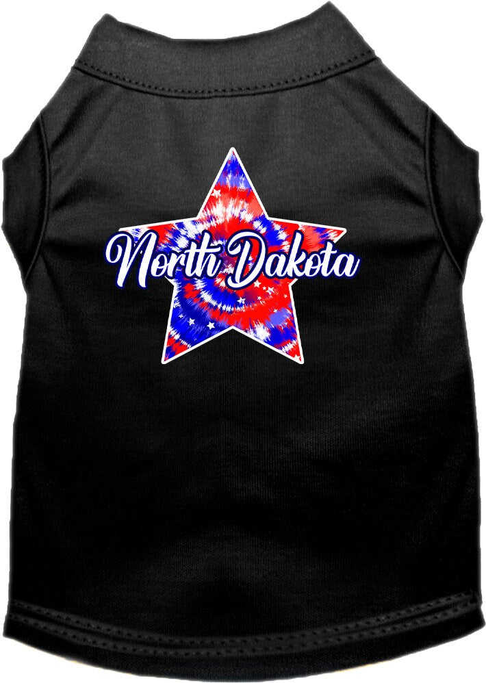 Pet Dog & Cat Screen Printed Shirt for Medium to Large Pets (Sizes 2XL-6XL), "North Dakota Patriotic Tie Dye"