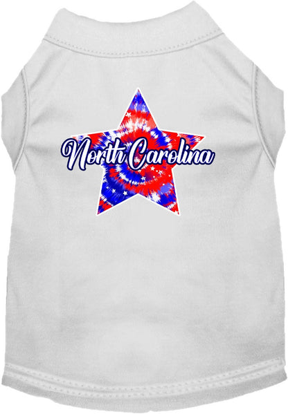 Camiseta serigrafiada para perros y gatos, para mascotas pequeñas y medianas (tallas XS a XL), "North Carolina Patriotic Tie Dye"