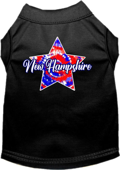 Camiseta serigrafiada para perros y gatos, para mascotas pequeñas y medianas (tallas XS a XL), "New Hampshire Patriotic Tie Dye"