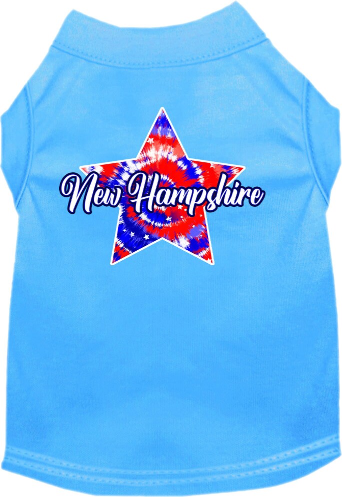 Camiseta serigrafiada para perros y gatos, para mascotas pequeñas y medianas (tallas XS a XL), "New Hampshire Patriotic Tie Dye"