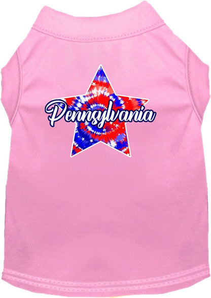 Camiseta serigrafiada para perros y gatos, para mascotas pequeñas y medianas (tallas XS a XL), "Pennsylvania Patriotic Tie Dye"