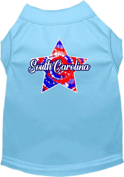 Camiseta serigrafiada para perros y gatos, para mascotas pequeñas y medianas (tallas XS a XL), "South Carolina Patriotic Tie Dye"