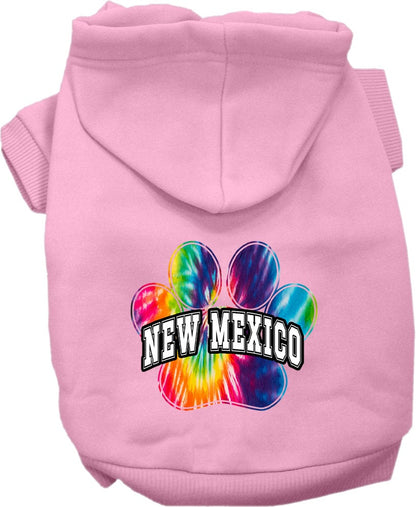 Sudadera con capucha serigrafiada para perros y gatos, para mascotas medianas y grandes (tallas 2XL a 6XL), "New Mexico Bright Tie Dye"